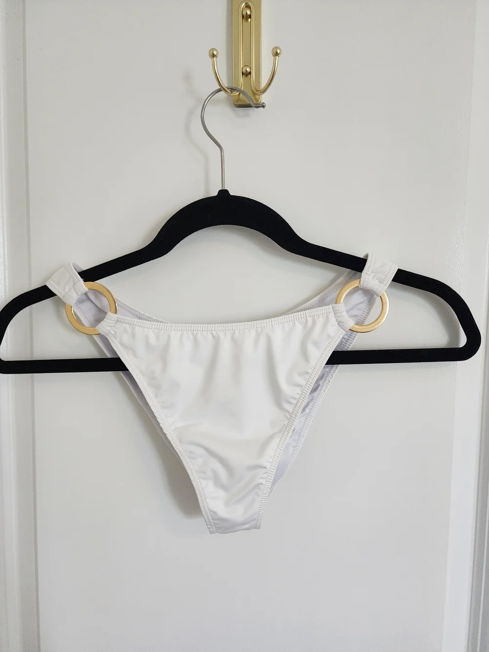Kenny Flowers SANTORINI White Bikini Bottom with Gold Ring Accent